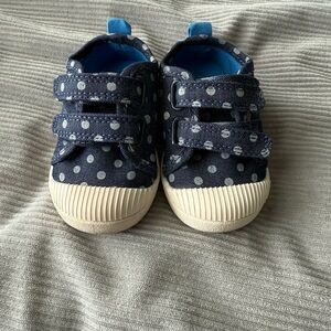 Polka Dot Kids Shoes - Navy and Cream